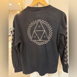 HUF Skate-wear Checkered Triangle Sweatshirt Black Size M